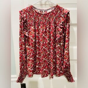 Women’s Floral Long Sleeve Top, bohemian, ruffles, Size 6